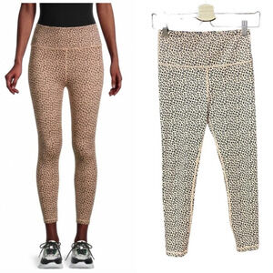 Allfenix Leggings High-Waisted Leopard Print Stretch Tan‎ Black Size Small